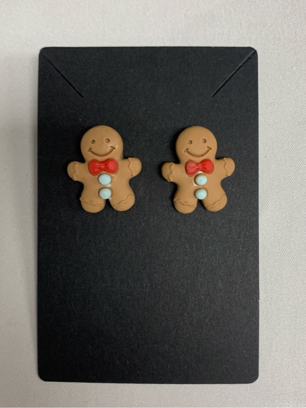 Gingerbread Cookie Stud Earrings - Brown & Red